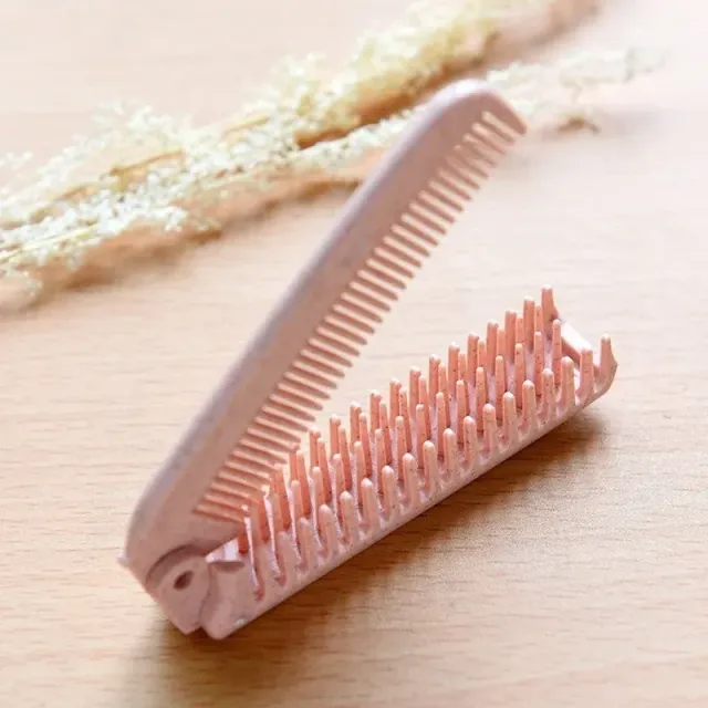 Portable folding comb and hairbrush made of wheat straw