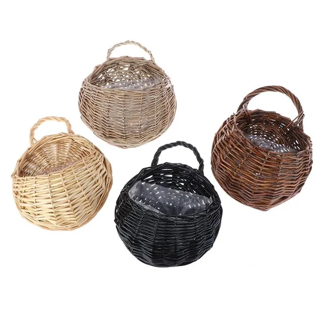 Hanging wicker retro flower basket