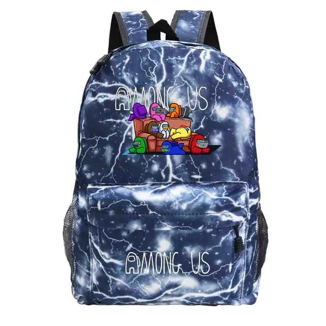 School backpack printed with Among Us characters