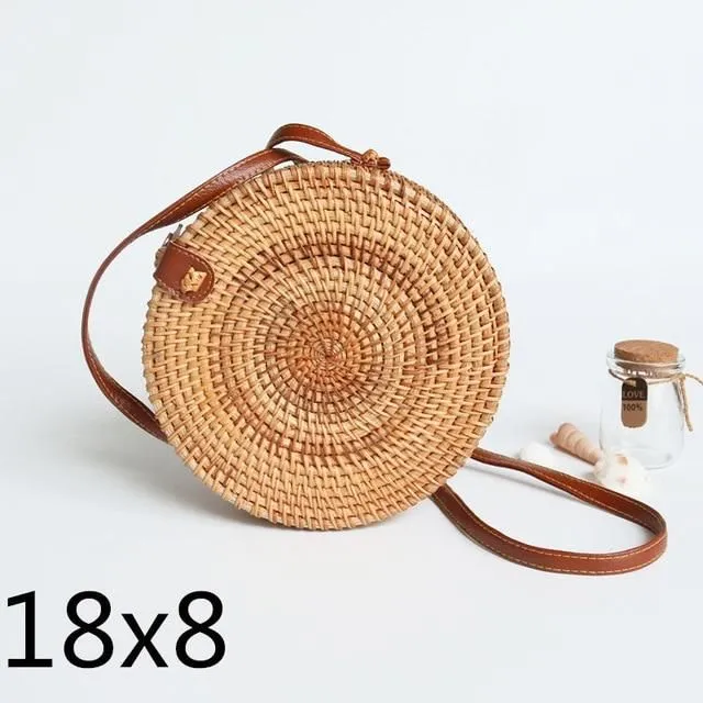 Rattan round handbag