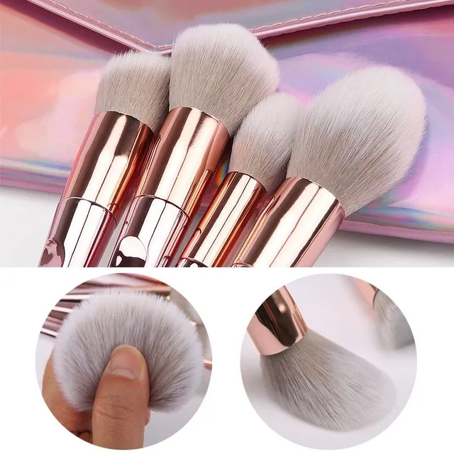 Luxury set of brushes in trendy pink gold color for perfect makeup