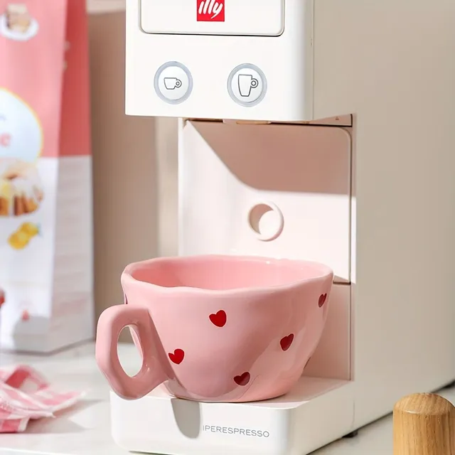 Cup with theme "Love" - pink, 216 ml, ceramic mug