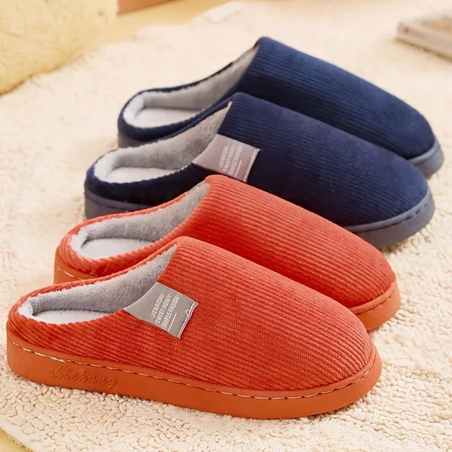 Women's warm slippers with thick soles - plush, non-slip