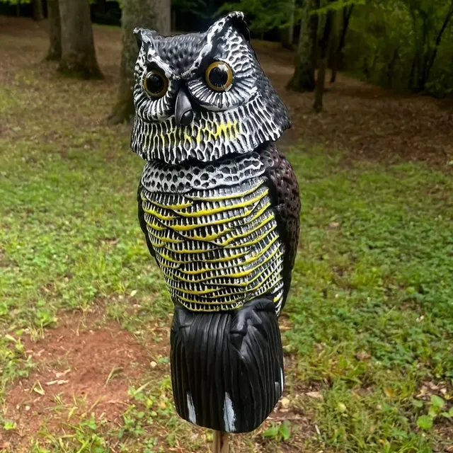 Bird and rodent scarer: Real Owl with Spinning Head 360°, Garden Decoration