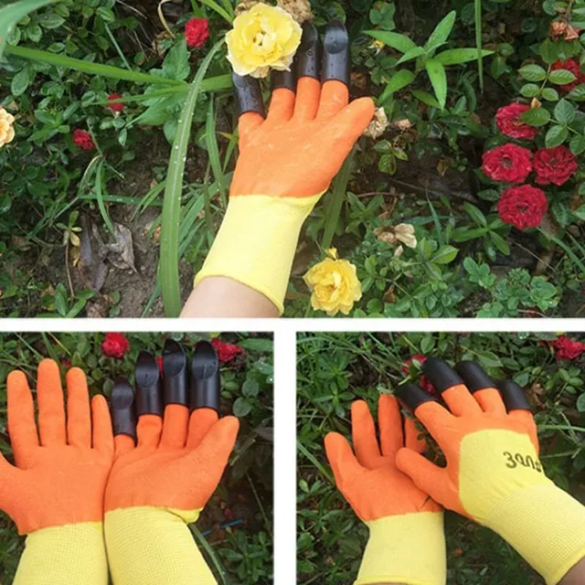 Garden gloves with plastic claws