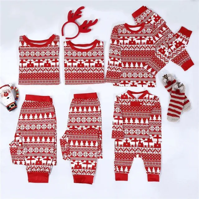 Vánoční rodinné tématické pyžamo - červené