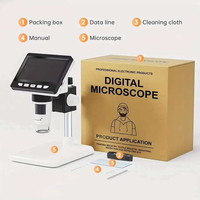 Microscop digital HD 8LED 1080P 1000X cu redare reală a imaginii, Microscop de calculator, Microscop biologic electronic