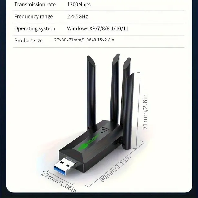 Cardă de rețea wireless USB dual band 2.4g/5g