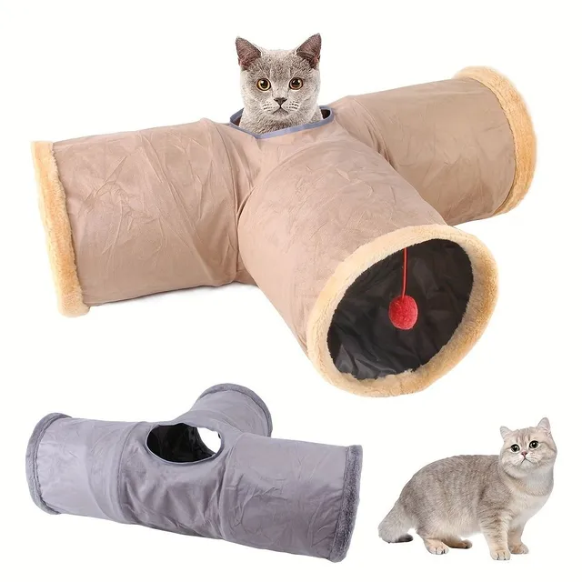 Felt folding tunnel for cats 2/3/4 ways - cozy and fun