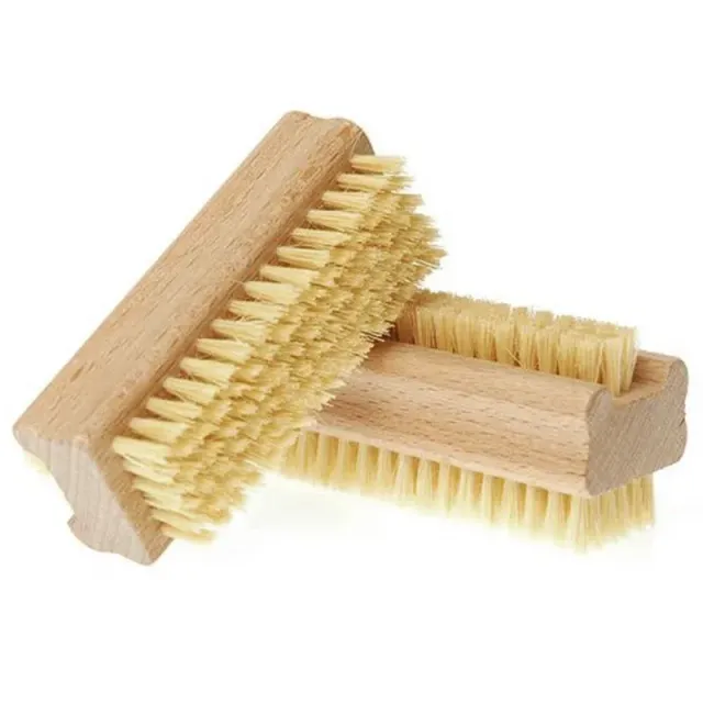 Double-sided brush with bamboo brushes for manicure