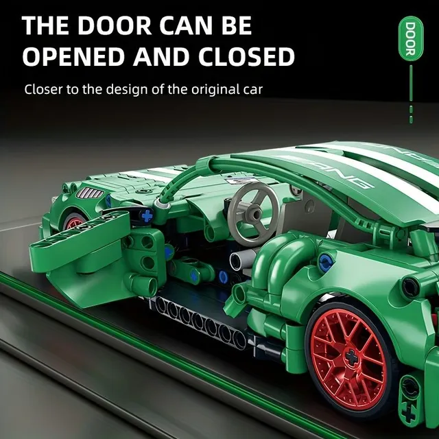 Sports car - green high-tech model with 456 parts - kit