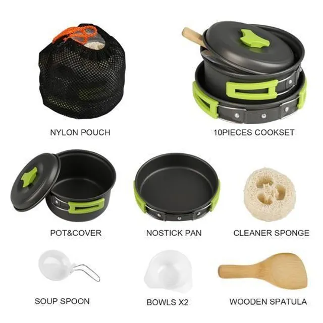 1-2 osoby Kempování vaření Non Stick Cookware Kit