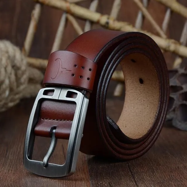 Men's Leather Belt 100cm xf001-brown