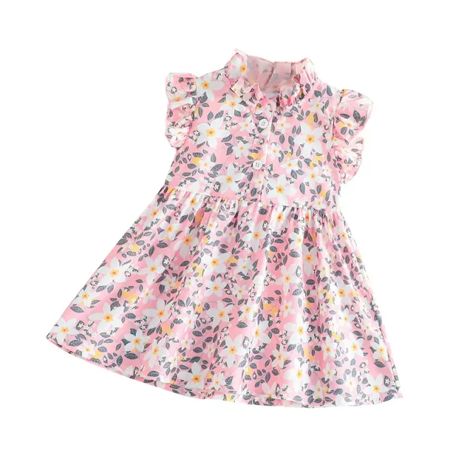 Baby dress for newborns with butterfly sleeves and floral pattern