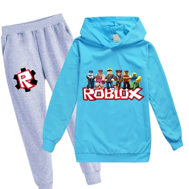 Dětská tepláková souprava Roblox Build b7-light-blue-gray 3-4-roky