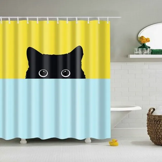 Shower curtain with cat A834