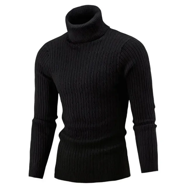 Autumn/Winter men's sweater with high turtleneck, monochrome and long sleeve in three colours