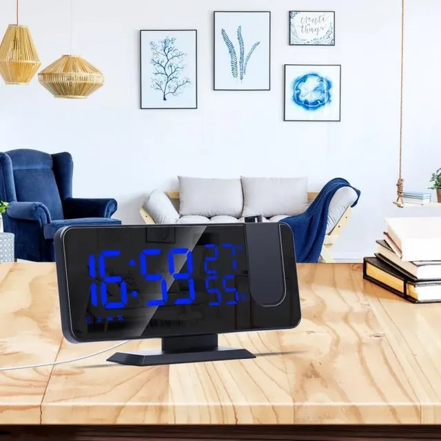 Digital radio alarm clock with projection