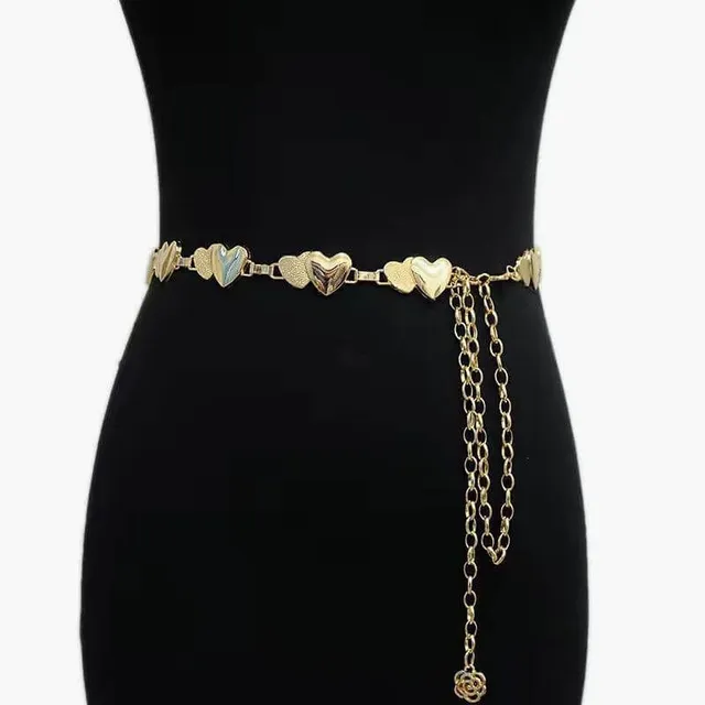 Aesthetic chain belt with double heart