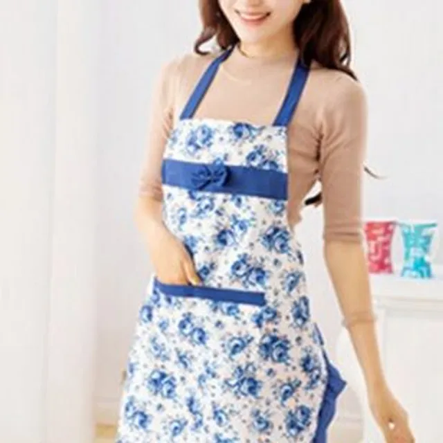 Kitchen apron with flowers - 6 colours