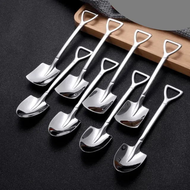 4/8pcs Spoon for coffee and ice cream made of stainless steel in the shape of a shovel