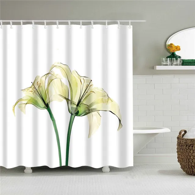 Practical bathroom curtain with flower motif