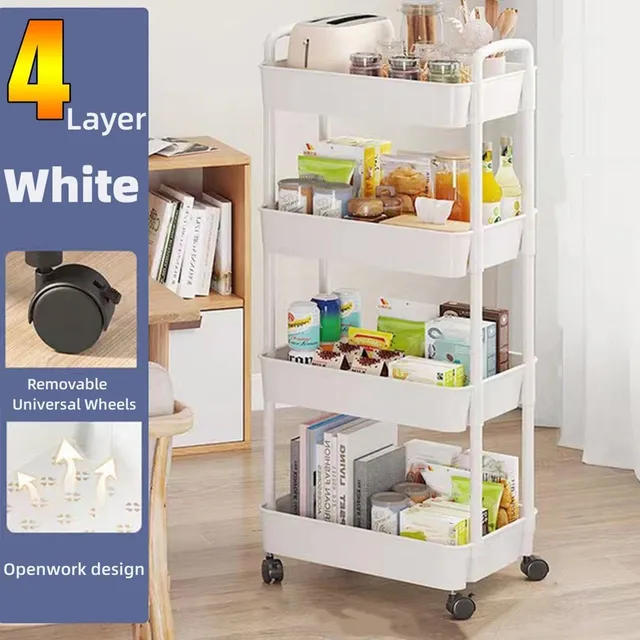 4-story multifunctional storage trolley for kitchen, bathroom, office and bedroom - snacks and storage space