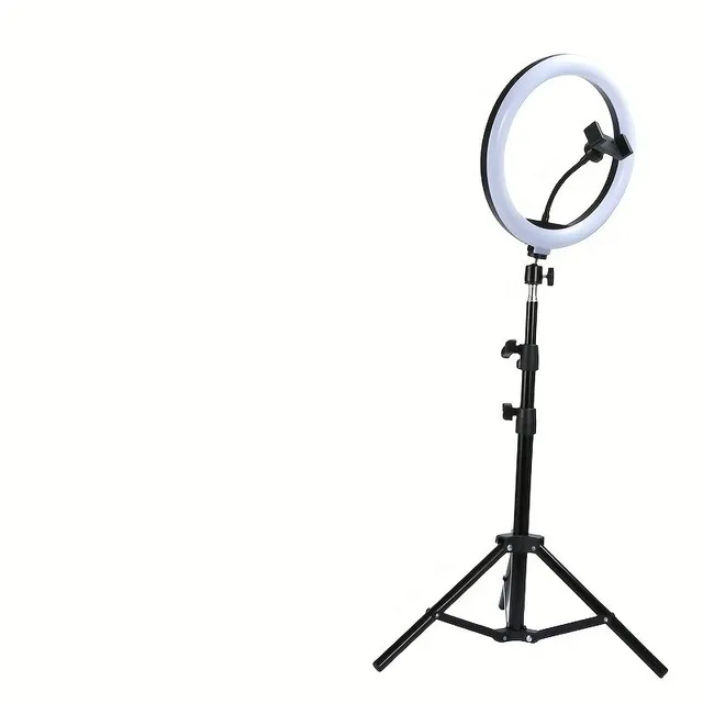 LED circular light with flexible tripod and phone holder