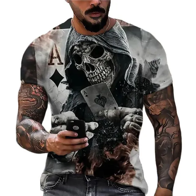 Men's stylish short sleeve shirt with skull print