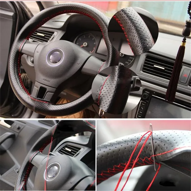 Artificial leather steering wheel cover