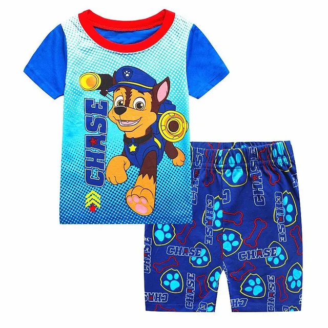 Set de pijamale confortabil pentru copii - tricou cu mâneci scurte și pantaloni scurți Patrula cățelușilor