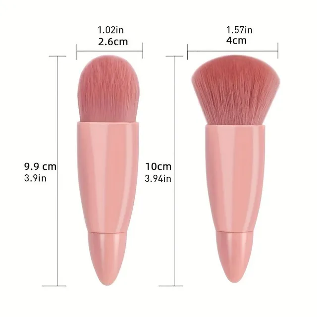 Set von 5 tragbaren Mini-Make-up-Pinseln mit Spiegel und Etui - weiche Fasern für Puder und Lidschatten