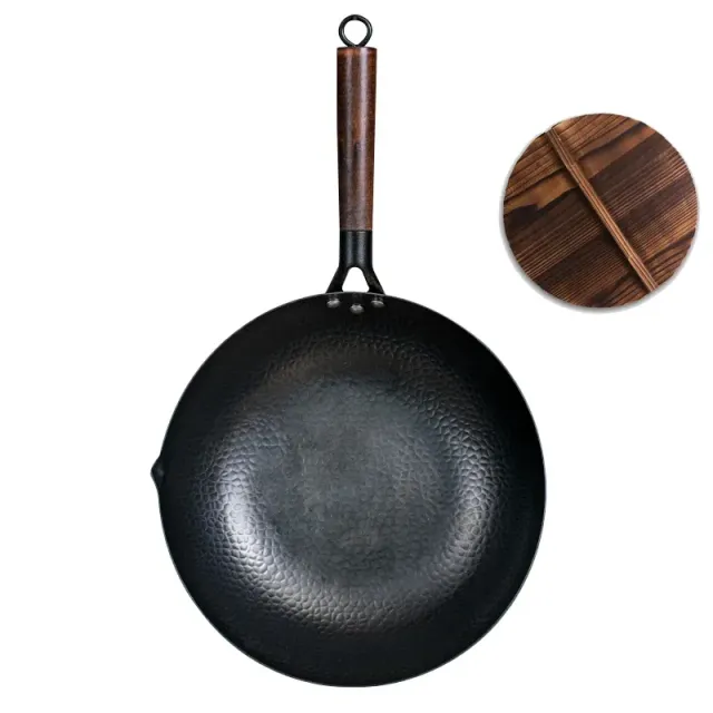 Chinese handmade iron wok pan with non-sticky surface