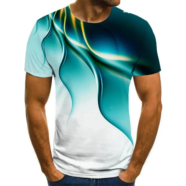 Men's T-shirt with interesting 3D print and short sleeves