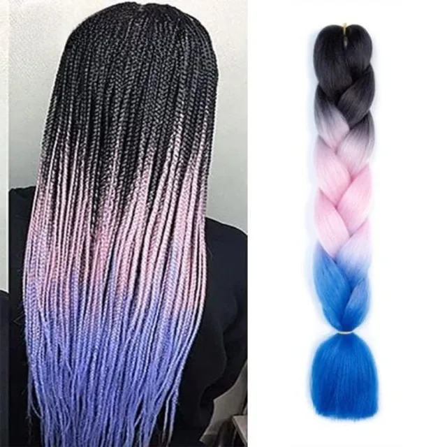 Multicoloured kanekalon hair on braids - multiple colours