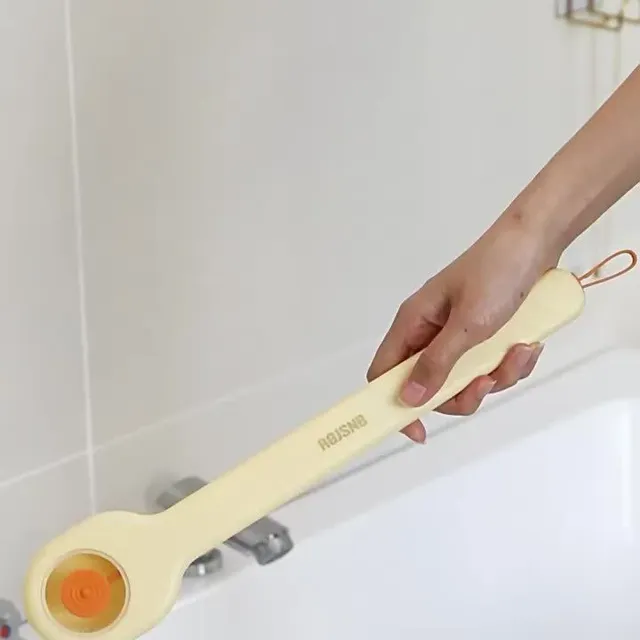 Bath brush with long handle and soap dispenser - shower brush for back and body