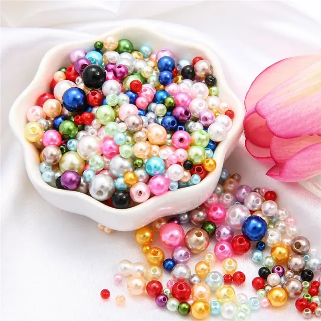 150pcs/Packaging Mix Sizes 3/4/5/6/8mm Beads With Hole Colorful Pearls Round acrylic Imitation Pearl DIY For Jewelry &amp; Handmade Work