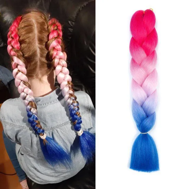 Multicoloured kanekalon hair in braids - multiple colours