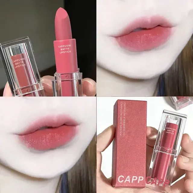 Luxurious frosted waterproof lipstick in red shades - design packaging