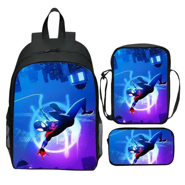 Set of school backpack for children with motifs of the popular Spiderman: Cross parallel worlds