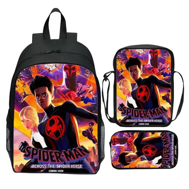 Set of school backpack for children with motifs of the popular Spiderman: Cross parallel worlds