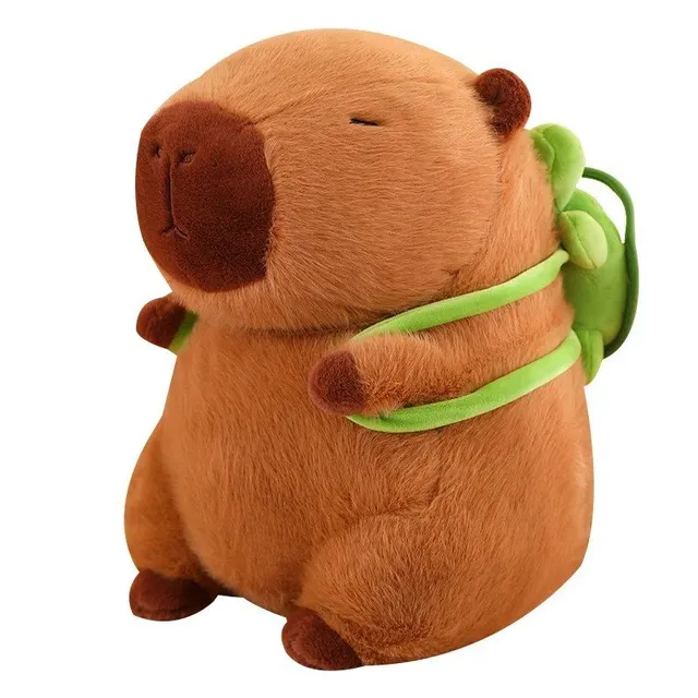 Cute capybara with backpack, stuffed toy, sitting, cute cartoon animals, stuffed doll