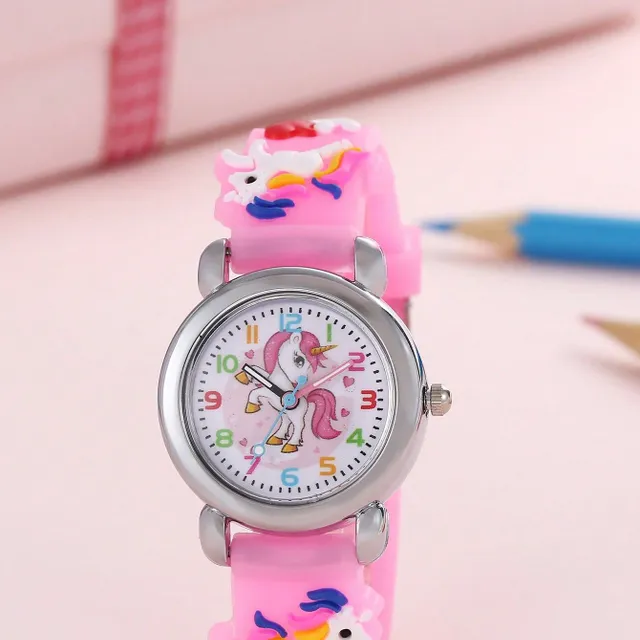Dětské kreslené hodinky s jednorožcem - roztomilé 3D hodinky pro chlapce, dívky a děti