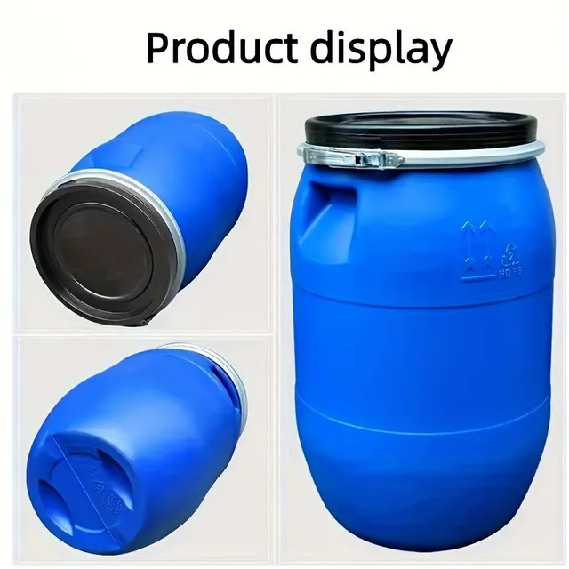 30L reinforced blue barrel with iron hoops