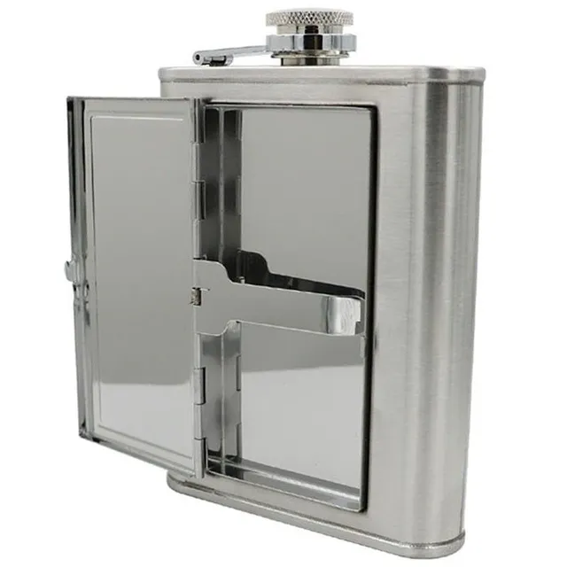 Smoking flask with cigarette case