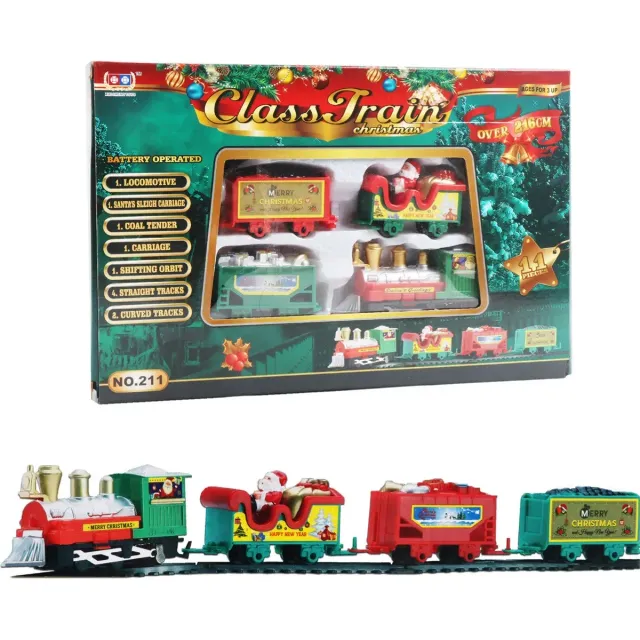 Christmas realistic electric train set safe for children and decoration under the tree