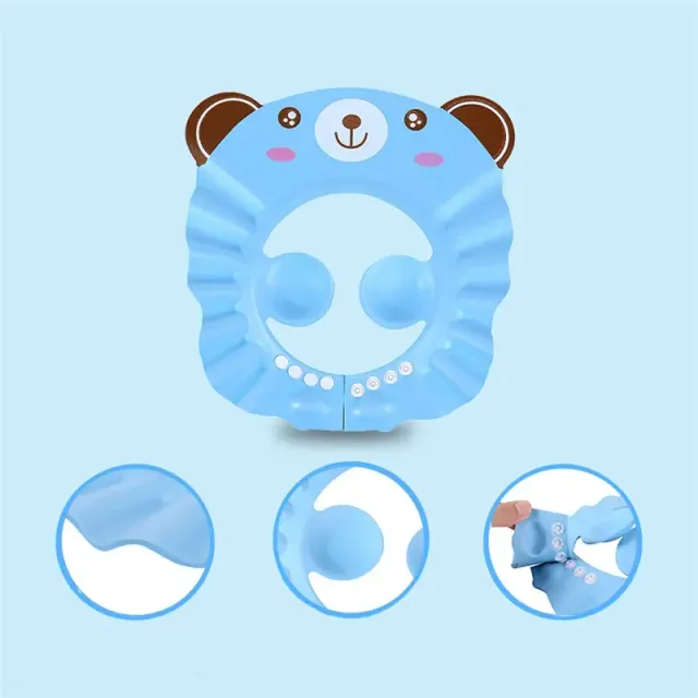 Children's adjustable shower cap with ear protection for safe hair washing