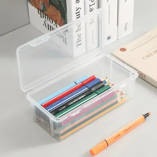 Transparent plastic pencil case - storage box for artistic needs