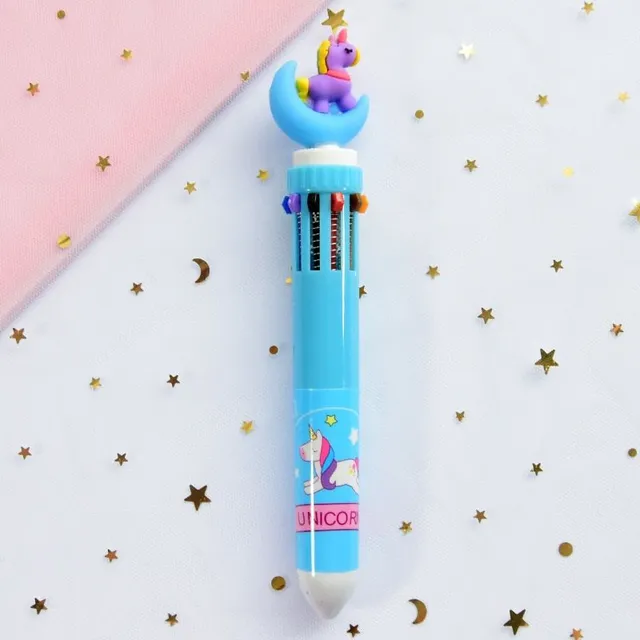 Girls school multicolour pen with Rainbow motif