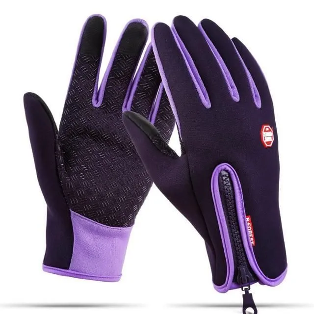 Windproof winter gloves purple s